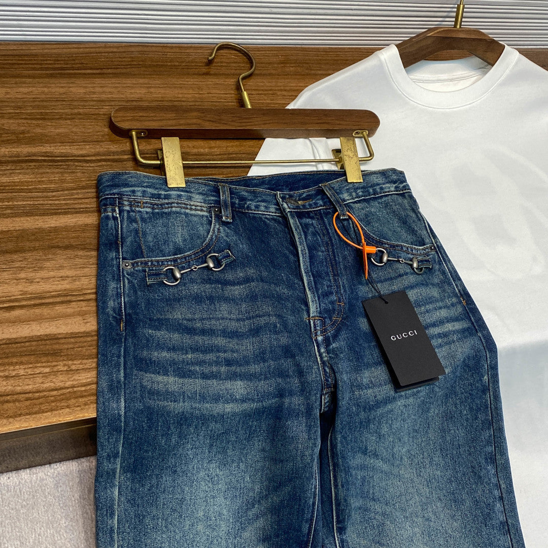 메탈 호스빗 청바지 (metal horsebit jeans)