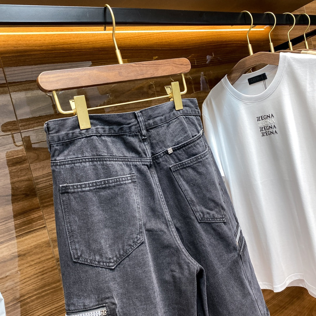 J418723 디스트레스드 데님 반바지