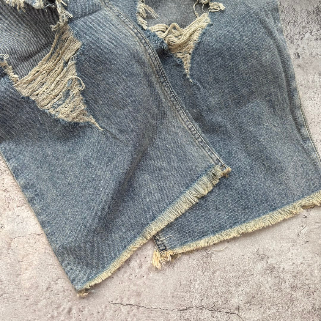 데미지 와이드 청바지 (Damaged wide jeans)