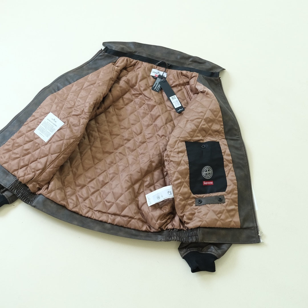 레트로 봄버 가죽자켓