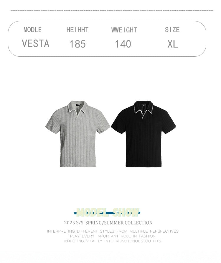 스티칭 라펠 티셔츠 (PICE 4.0)