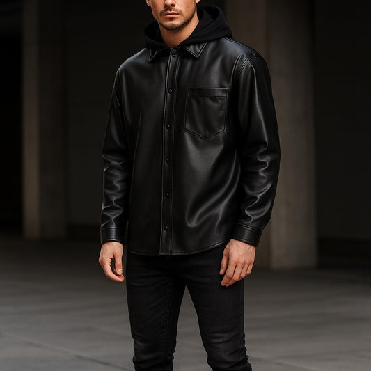 프렌치 가죽후드자켓 (French leather hooded jacket)