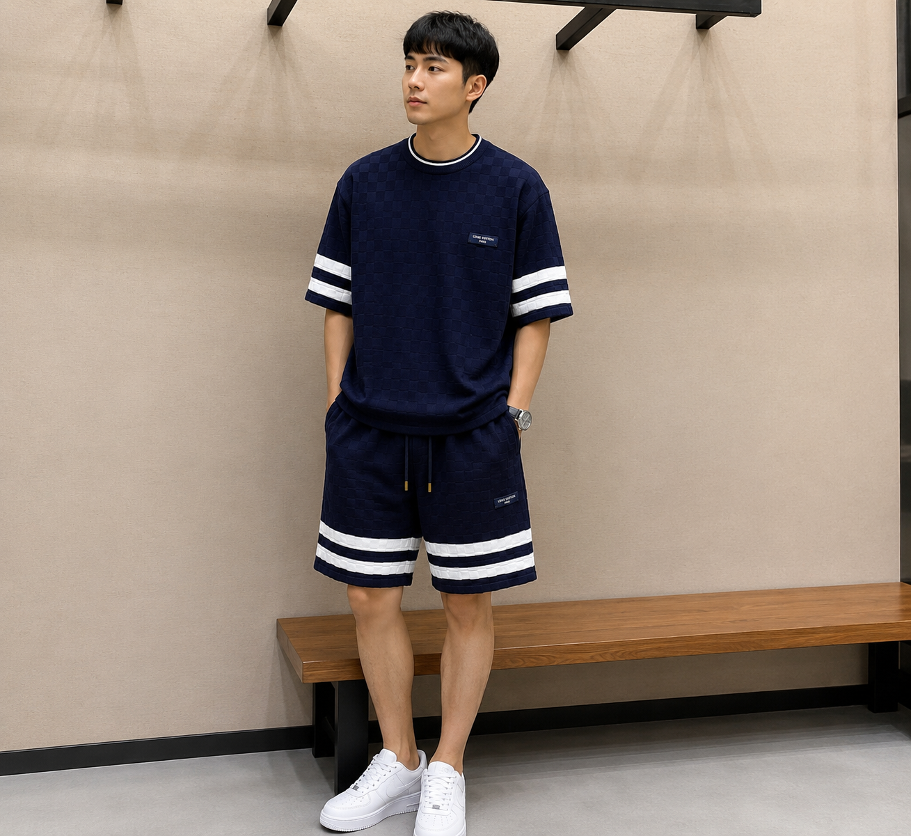 체커보드 반팔세트 (Checkerboard Short-Sleeve Set)
