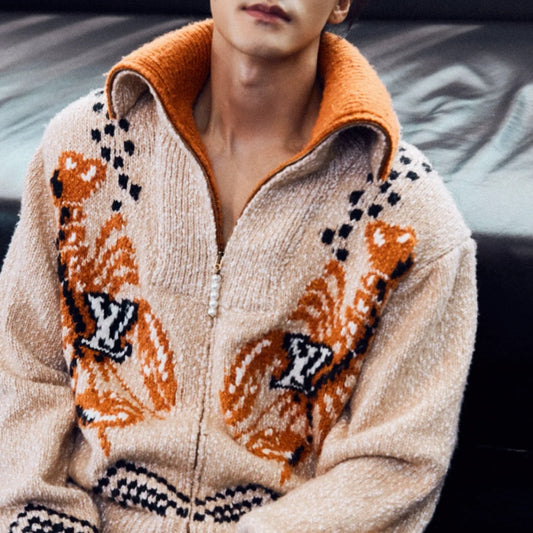 자카드 집업니트 (Jacquard zip-up knit)