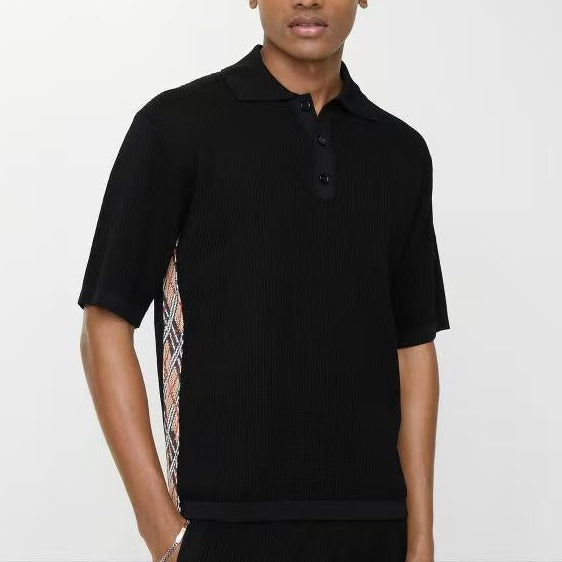 패턴 니트 티셔츠 (Patterned knit T-shirt)