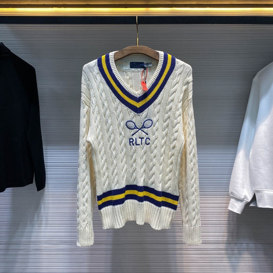 울 블렌드 스웨터 (컬러 블록 V넥)