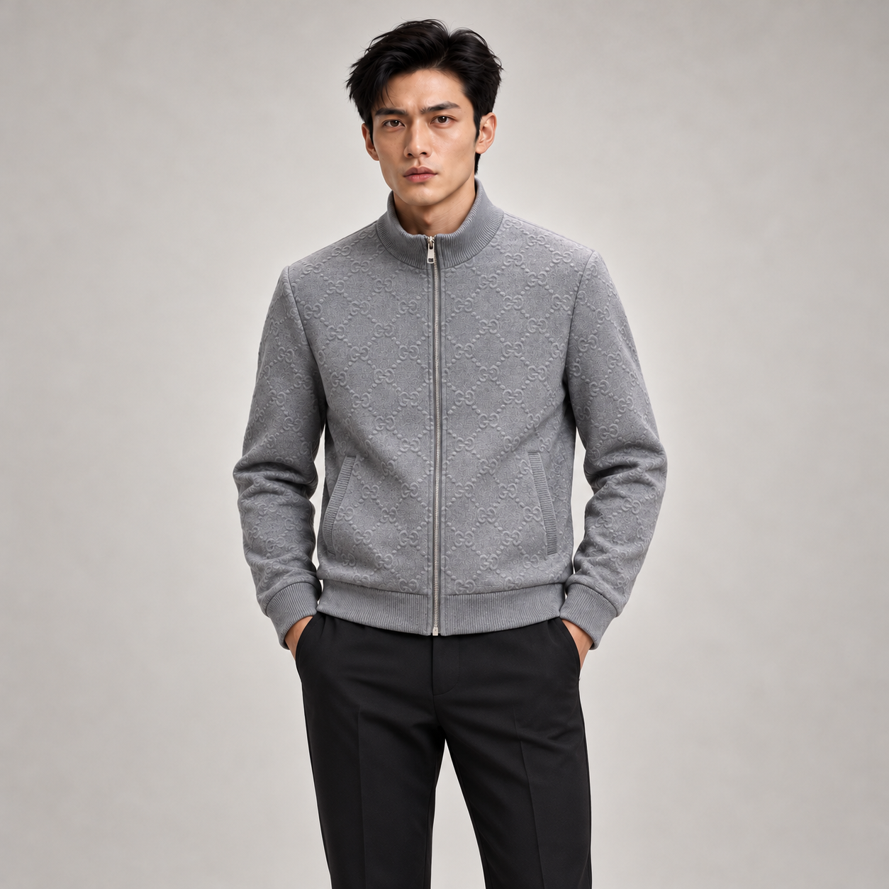 풀집 니트 재킷 (Full-zip knit jacket)
