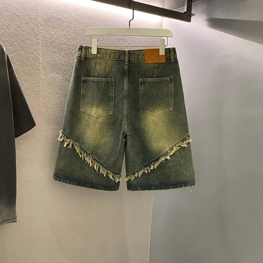 워싱 태슬 청반바지 (Washed tassel denim shorts)