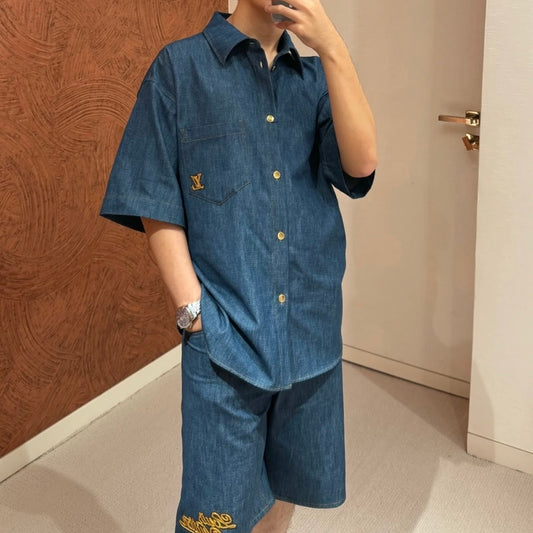 샴브레이 데님셔츠 & 숏팬츠