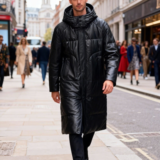 롱 트렌치 레더코트 (Long trench leather coat)