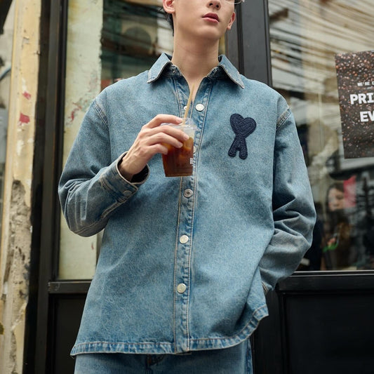 하트 데님 재킷 (heart denim jacket)