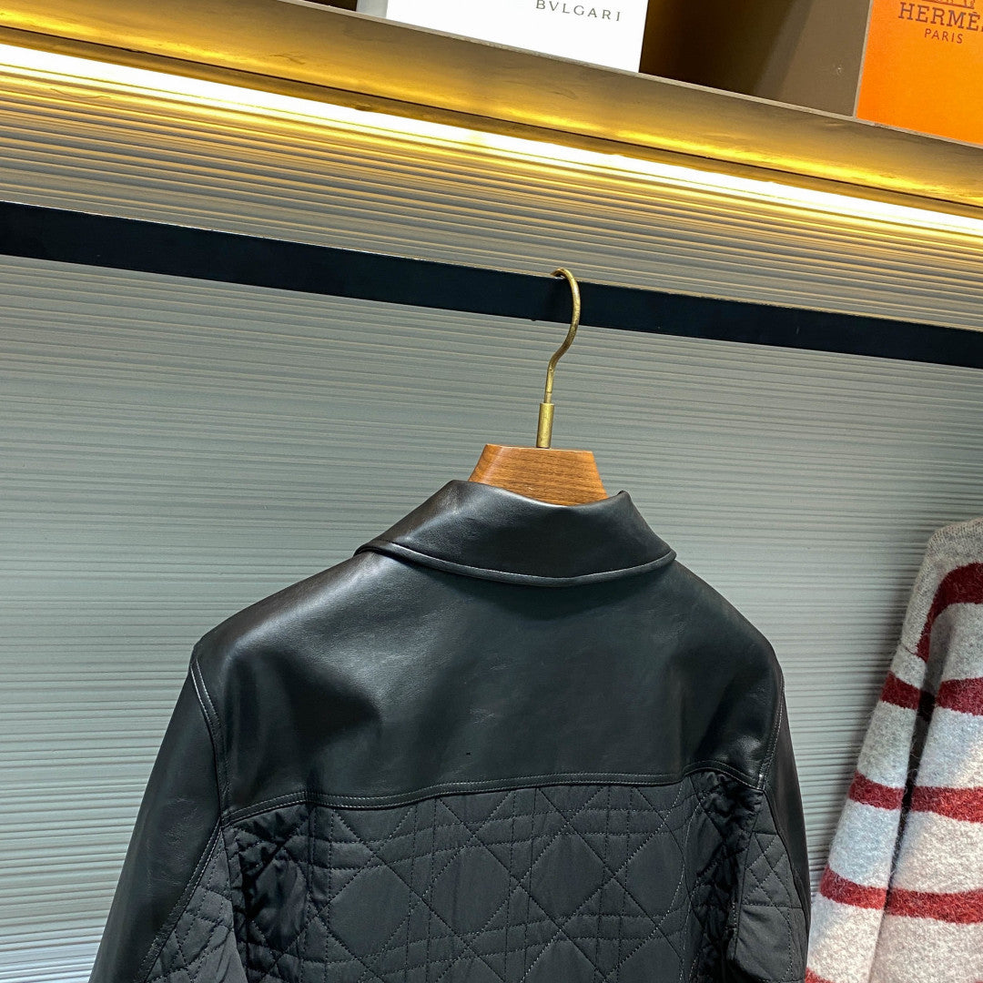까나쥬 퀄팅 가죽자켓 (Cannage quilted leather jacket)