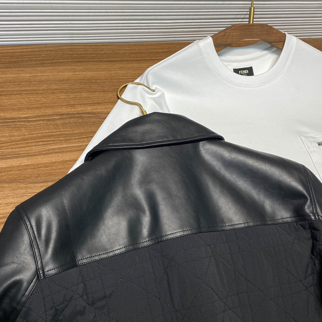 까나쥬 퀄팅 가죽자켓 (Cannage quilted leather jacket)