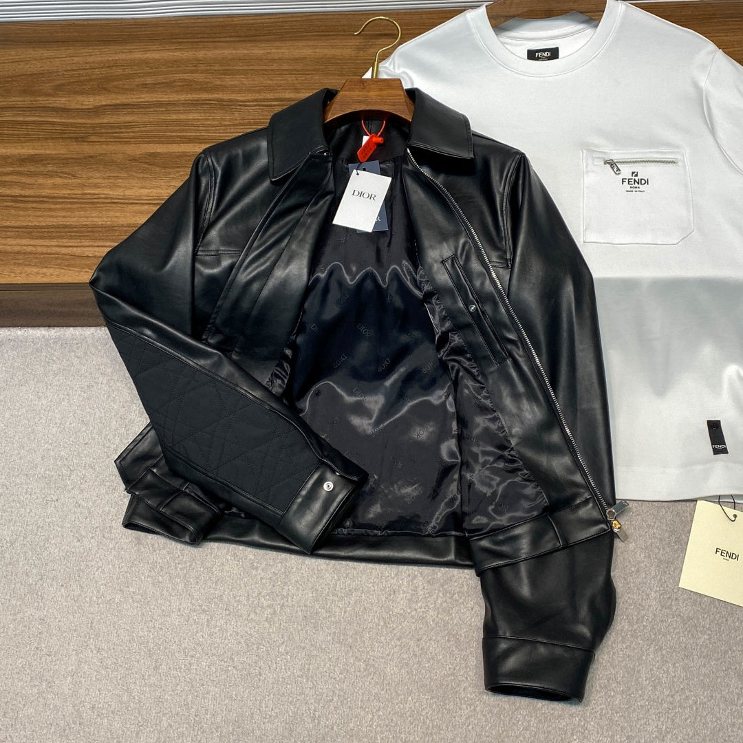 까나쥬 퀄팅 가죽자켓 (Cannage quilted leather jacket)