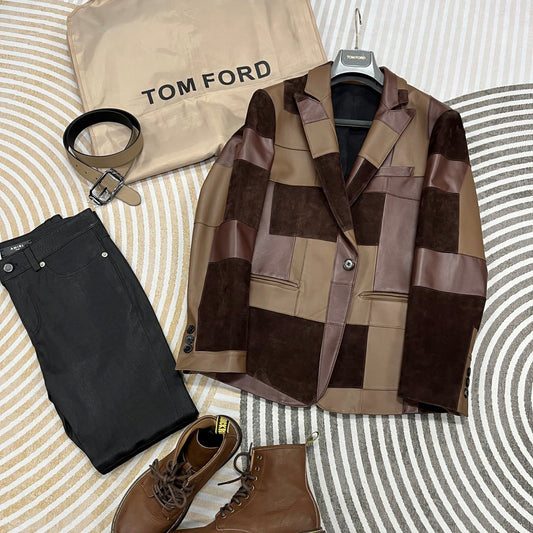패치워크 가죽자켓 (patchwork leather jacket)