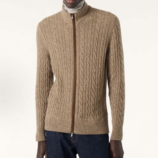 봄버 케이블 니트집업 (Bomber Cable Knit Zip-up)