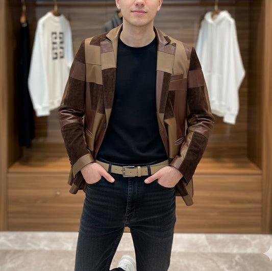 패치워크 가죽자켓 (patchwork leather jacket)