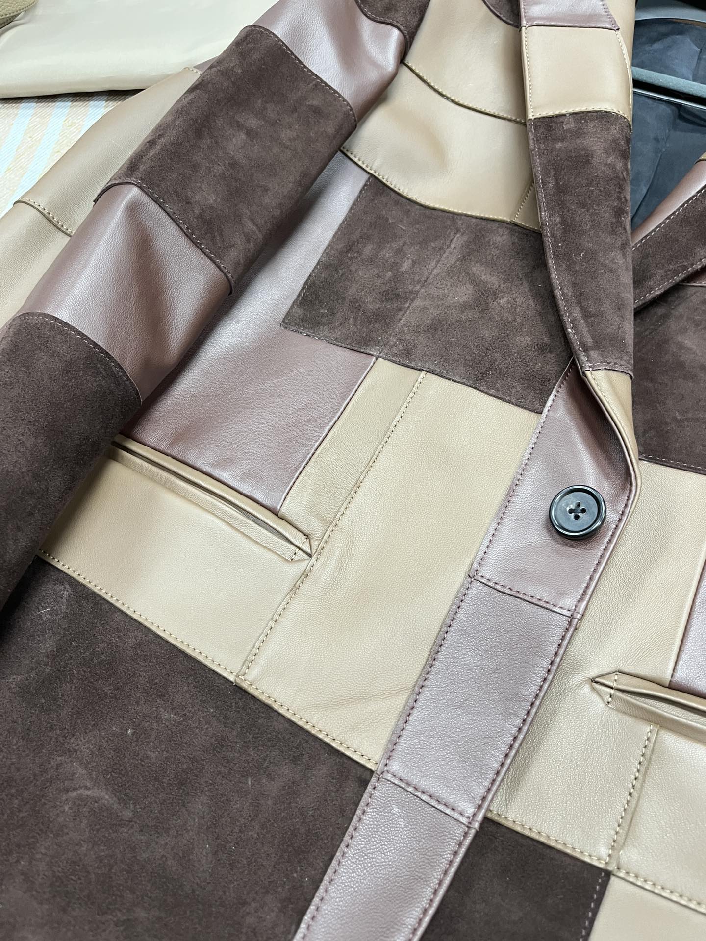 패치워크 가죽자켓 (patchwork leather jacket)