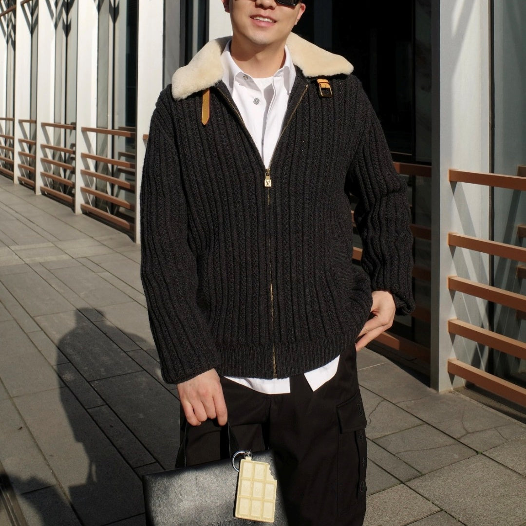 퍼 칼라 가디건 (Fur collar cardigan)