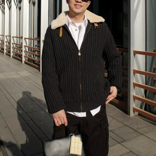 퍼 칼라 가디건 (Fur collar cardigan)