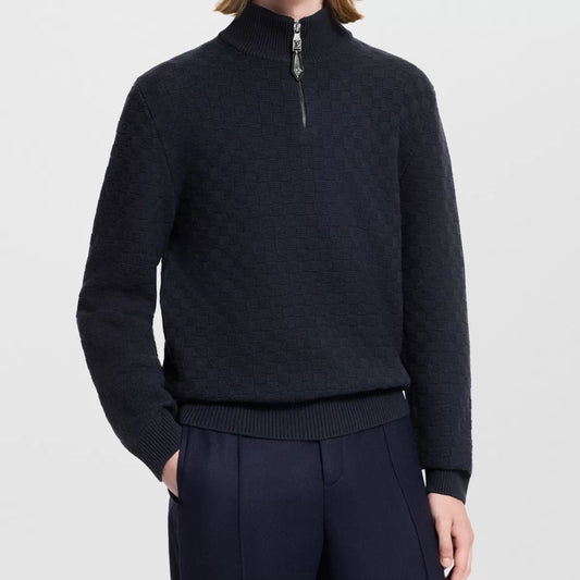 하프 집 니트티 (half zip knit tee)
