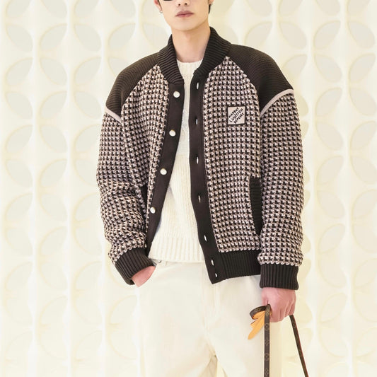 봄버 체크 가디건 (Bomber check cardigan)