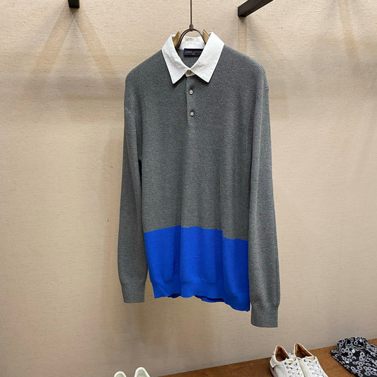 컬러블록 니트 맨투맨 (Color-block knit sweatshirt)