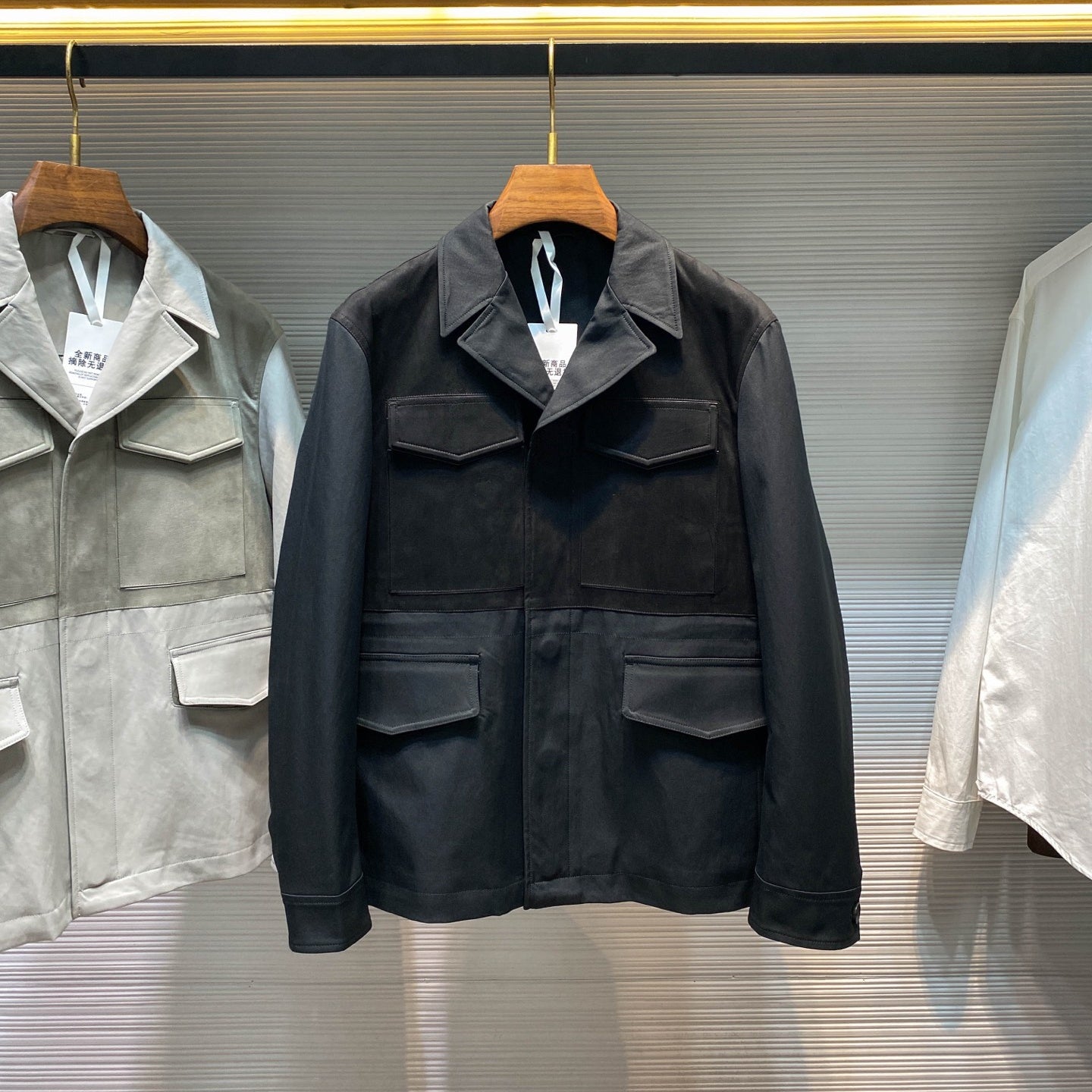 워크 칼라 가죽재킷 (Work collar leather jacket)