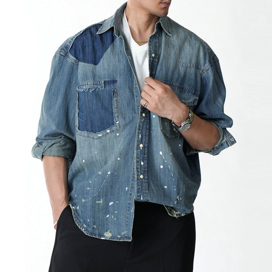패치워크 데님 셔츠 (patchwork denim shirt)