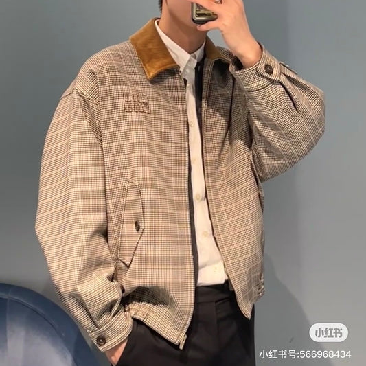 체크 보머자켓 (Check bomber jacket)