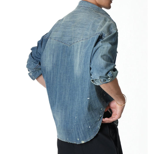 패치워크 데님 셔츠 (patchwork denim shirt)