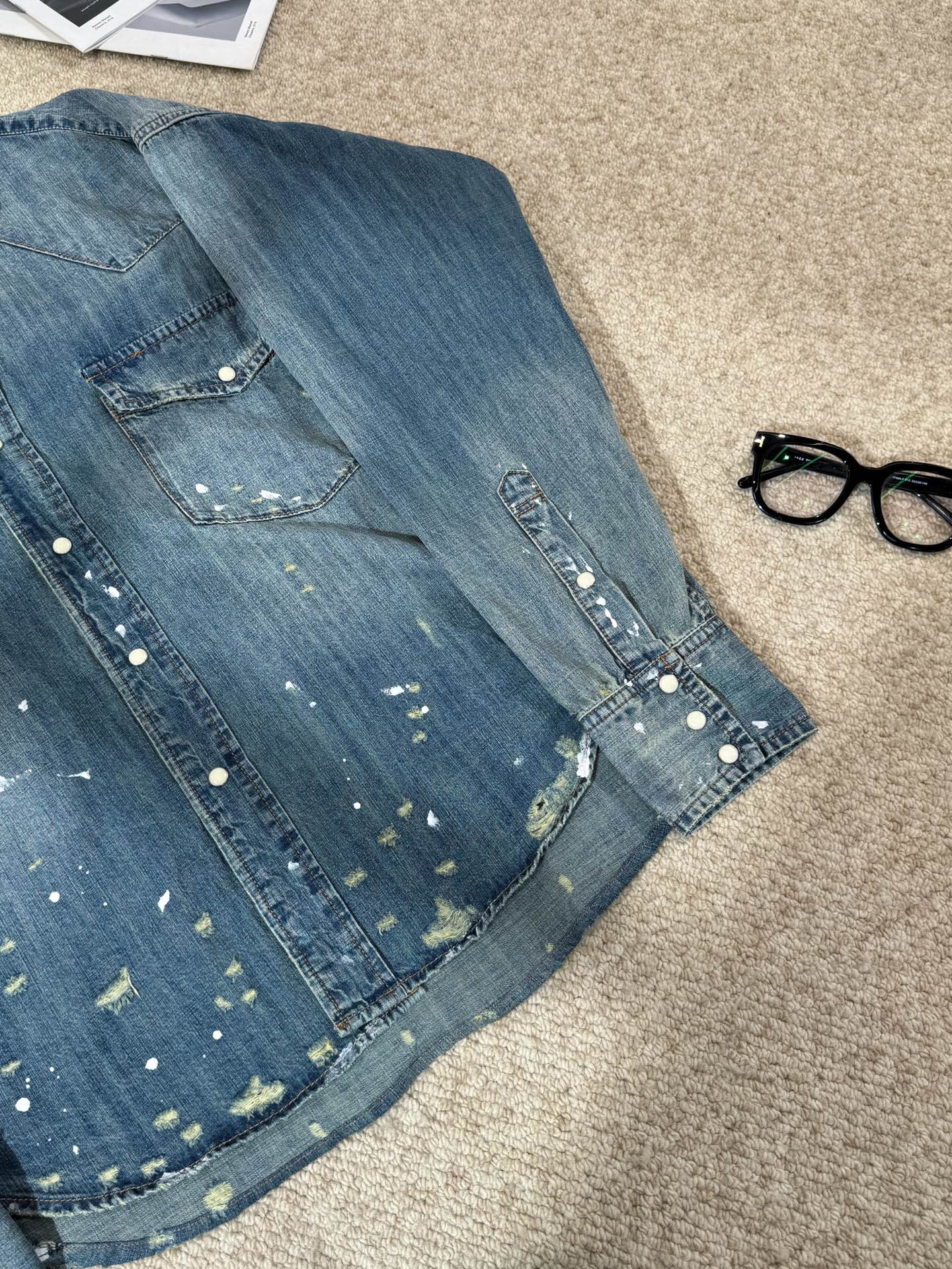 패치워크 데님 셔츠 (patchwork denim shirt)