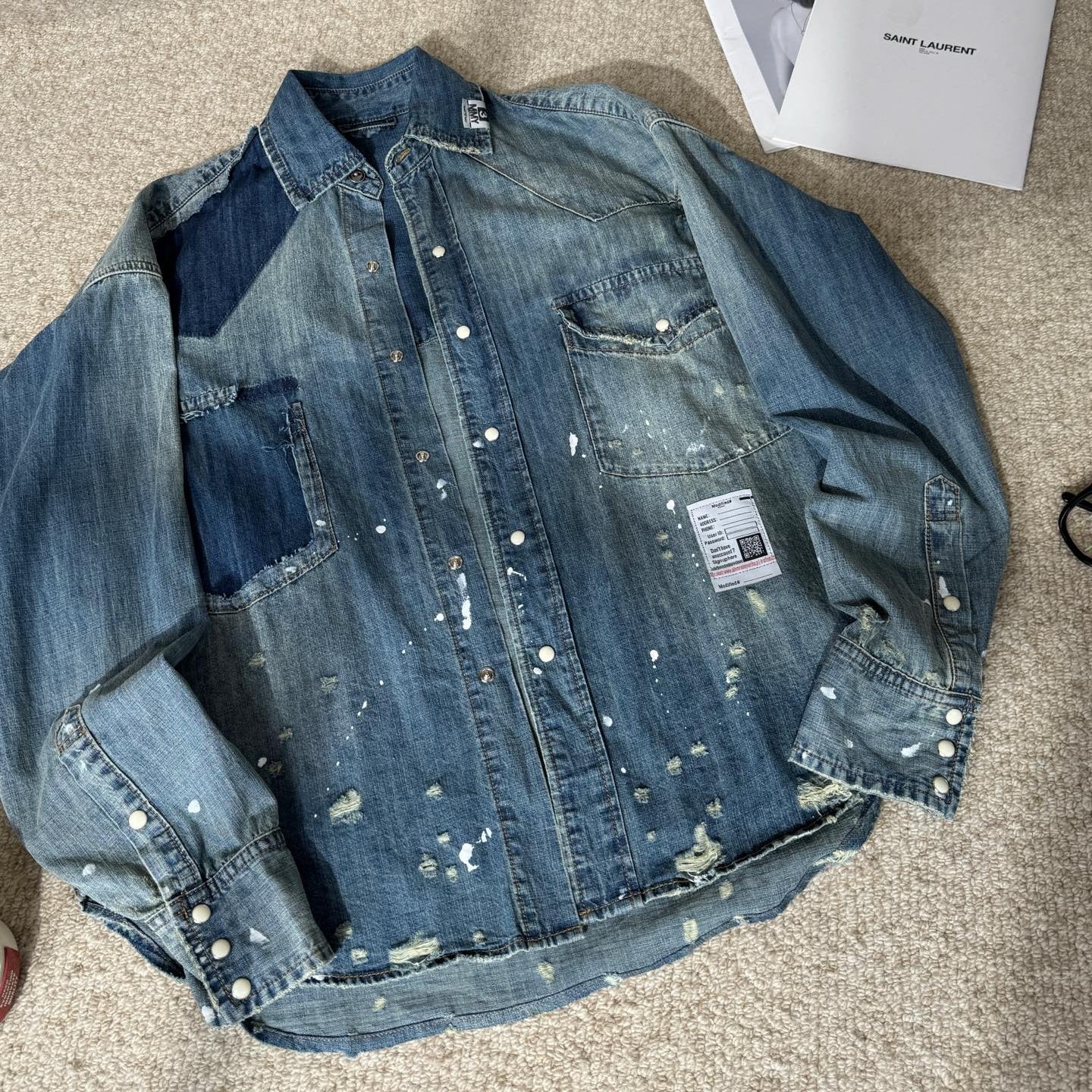 패치워크 데님 셔츠 (patchwork denim shirt)