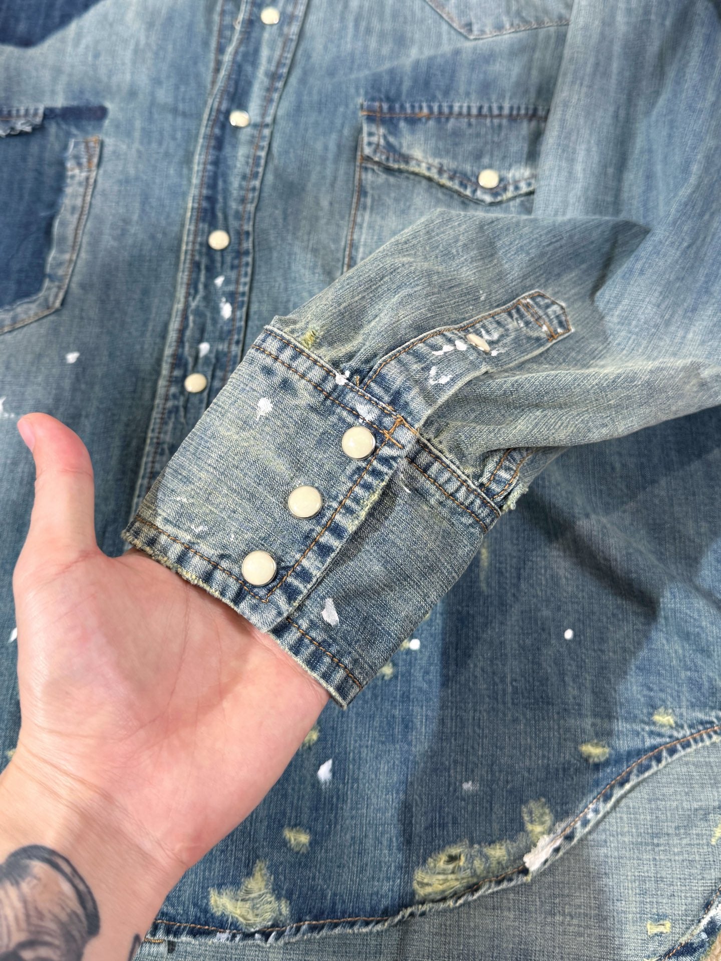 패치워크 데님 셔츠 (patchwork denim shirt)
