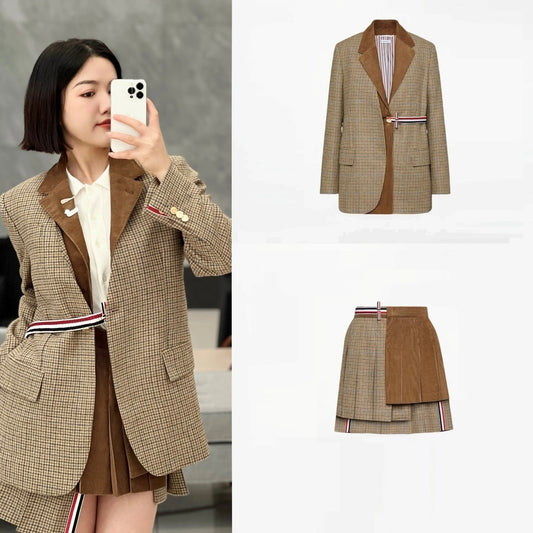 하운드투스 스커트셋업 (Houndstooth skirt set-up)