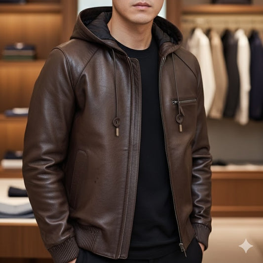 오일링 후드가죽점퍼 (Oiling hooded leather jumper)