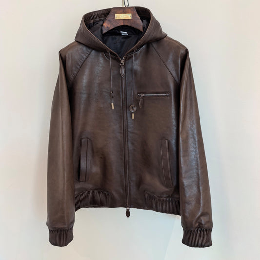 오일링 후드가죽점퍼 (Oiling hooded leather jumper)