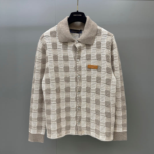 톤온톤 체크 가디건 (Tone-on-tone check cardigan)