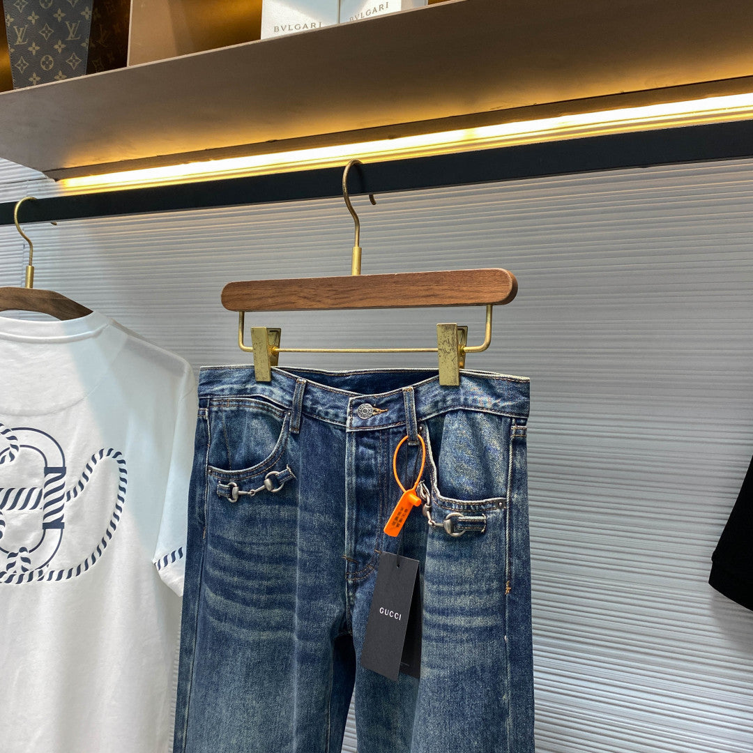 메탈 호스빗 청바지 (metal horsebit jeans)