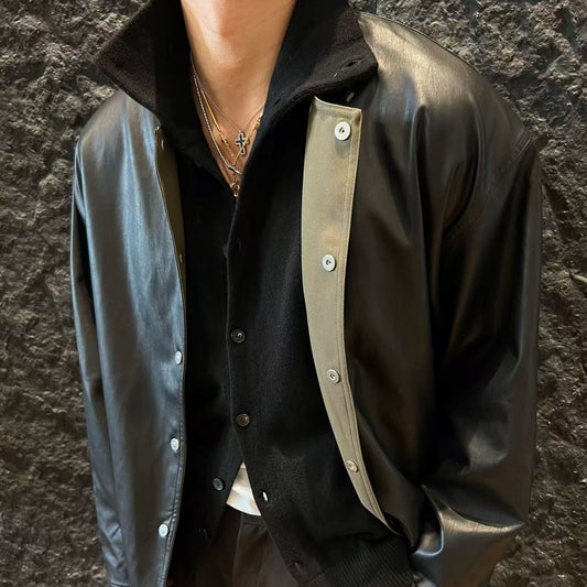 리버서블 카라리스 자켓 (Reversible collarless jacket)