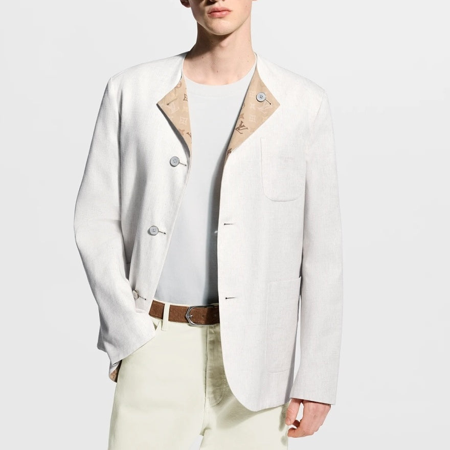 리버시블 노칼라 재킷 (Reversible collarless jacket)