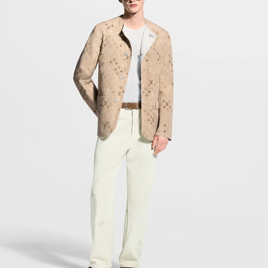 리버시블 노칼라 재킷 (Reversible collarless jacket)
