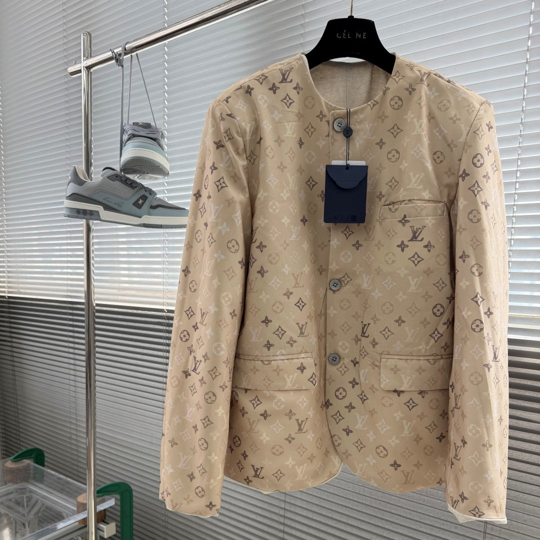 리버시블 노칼라 재킷 (Reversible collarless jacket)
