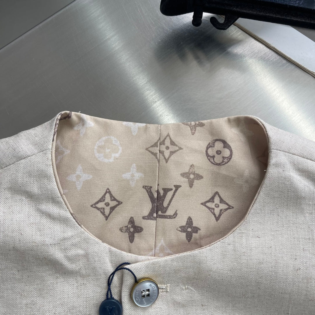 리버시블 노칼라 재킷 (Reversible collarless jacket)