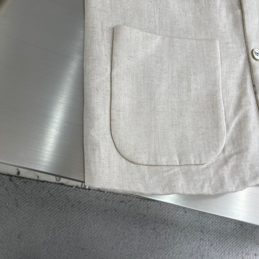 리버시블 노칼라 재킷 (Reversible collarless jacket)