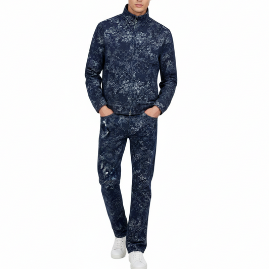 울오버 자카드 데님셋업 (Wool over jacquard denim set)