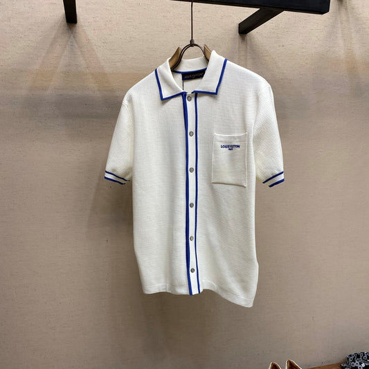 와플 컬러블록 반팔셔츠 (Waffle color-block short-sleeve shirt)