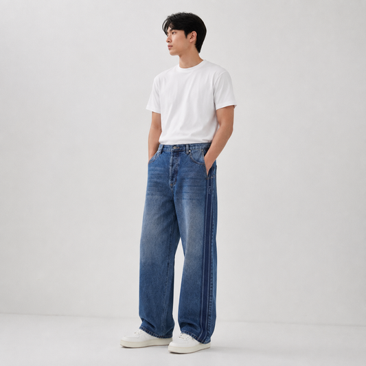 사이드 라인 데님팬츠 (Side-stripe denim pants)