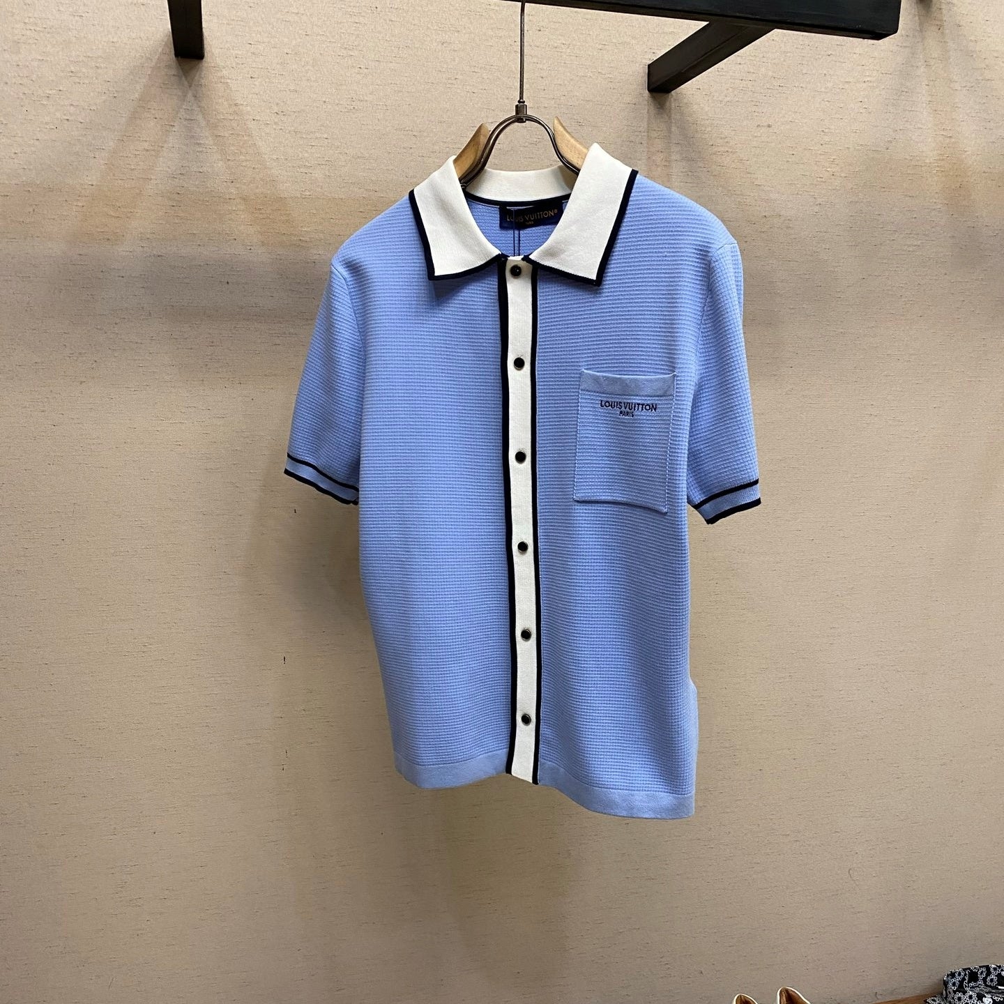 와플 컬러블록 반팔셔츠 (Waffle color-block short-sleeve shirt)