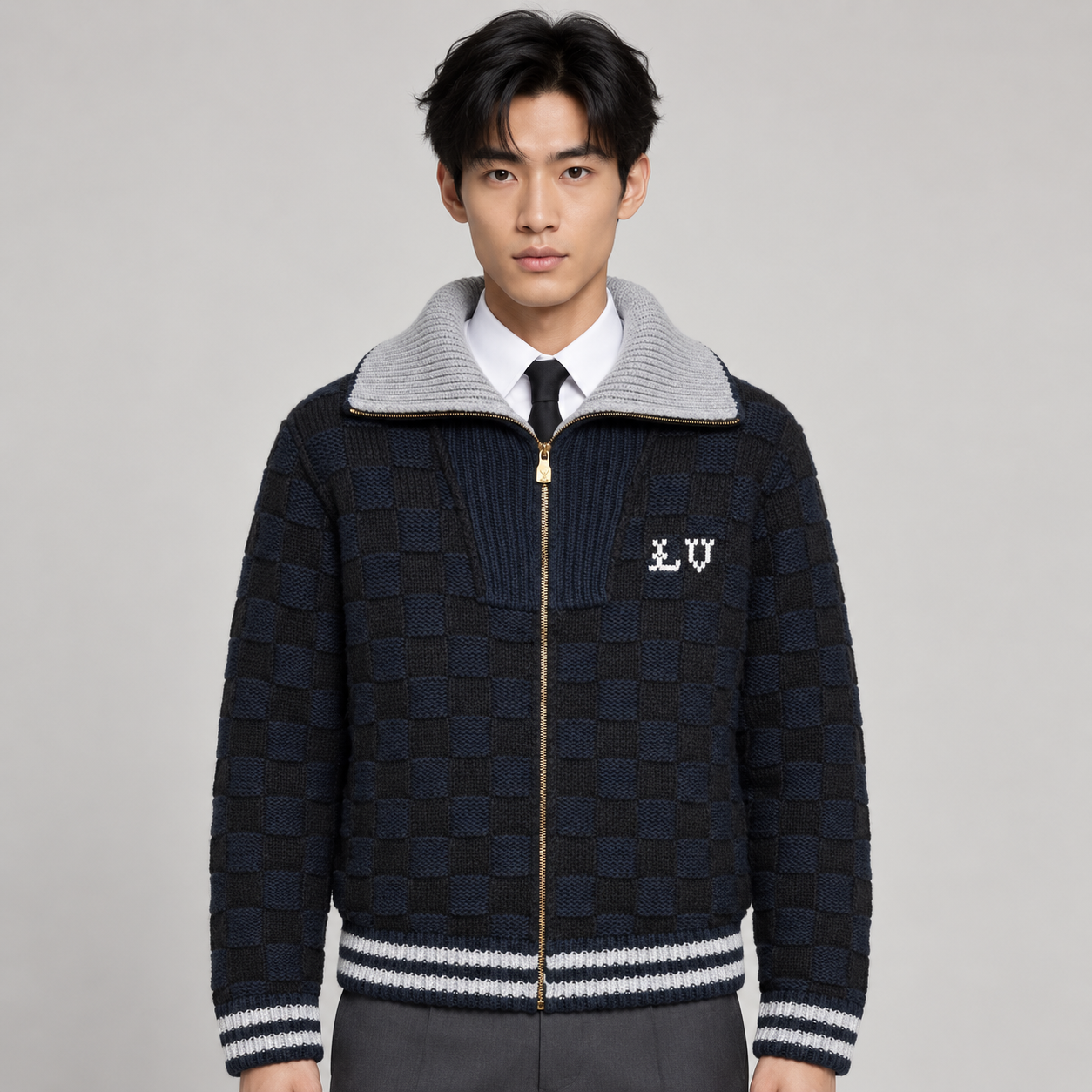 다미에 니트가디건 (Damier knit cardigan)